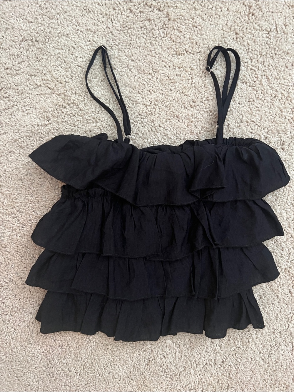 Women’s Black Ruffle Tiered Camisole